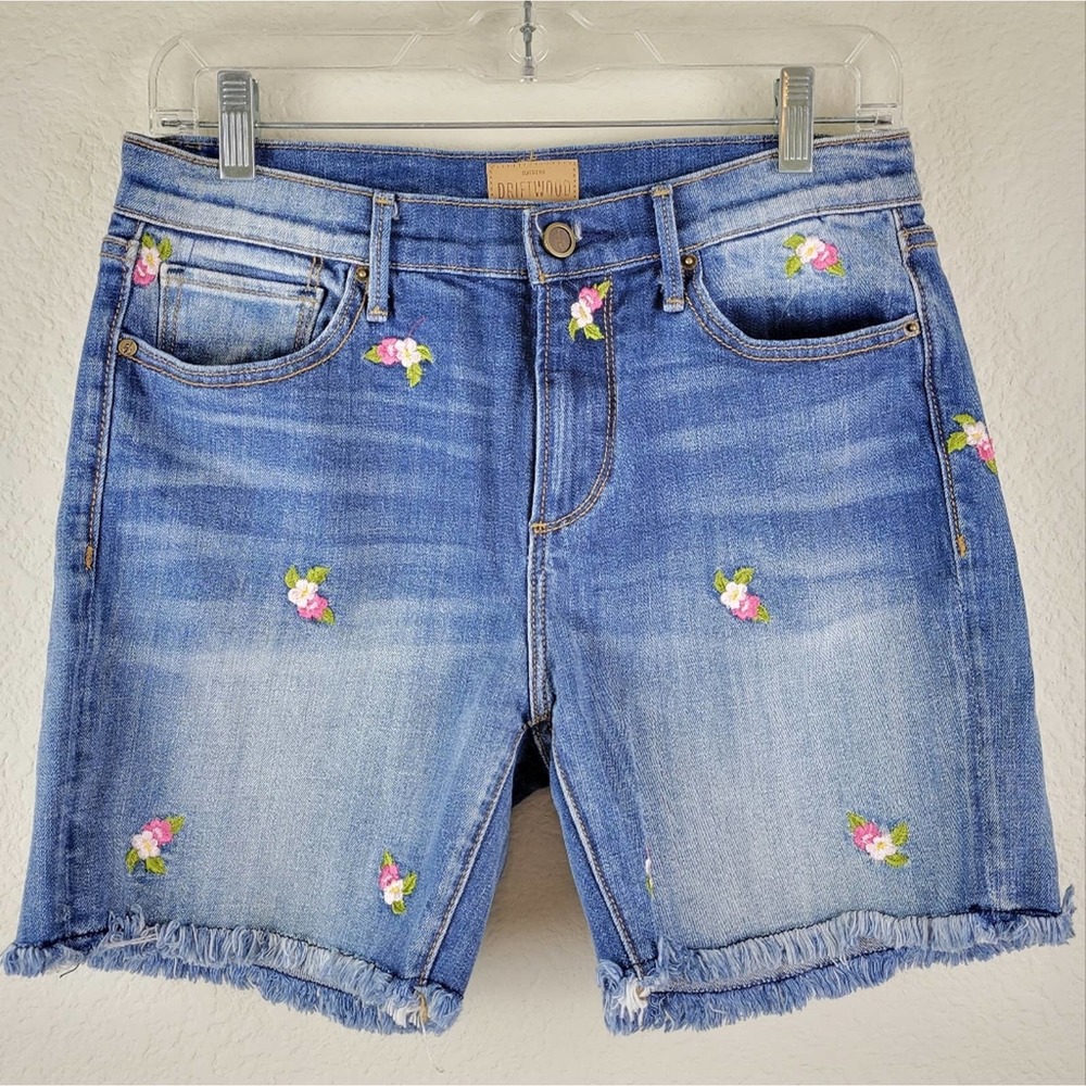 Driftwood Embroidered Denim Shorts